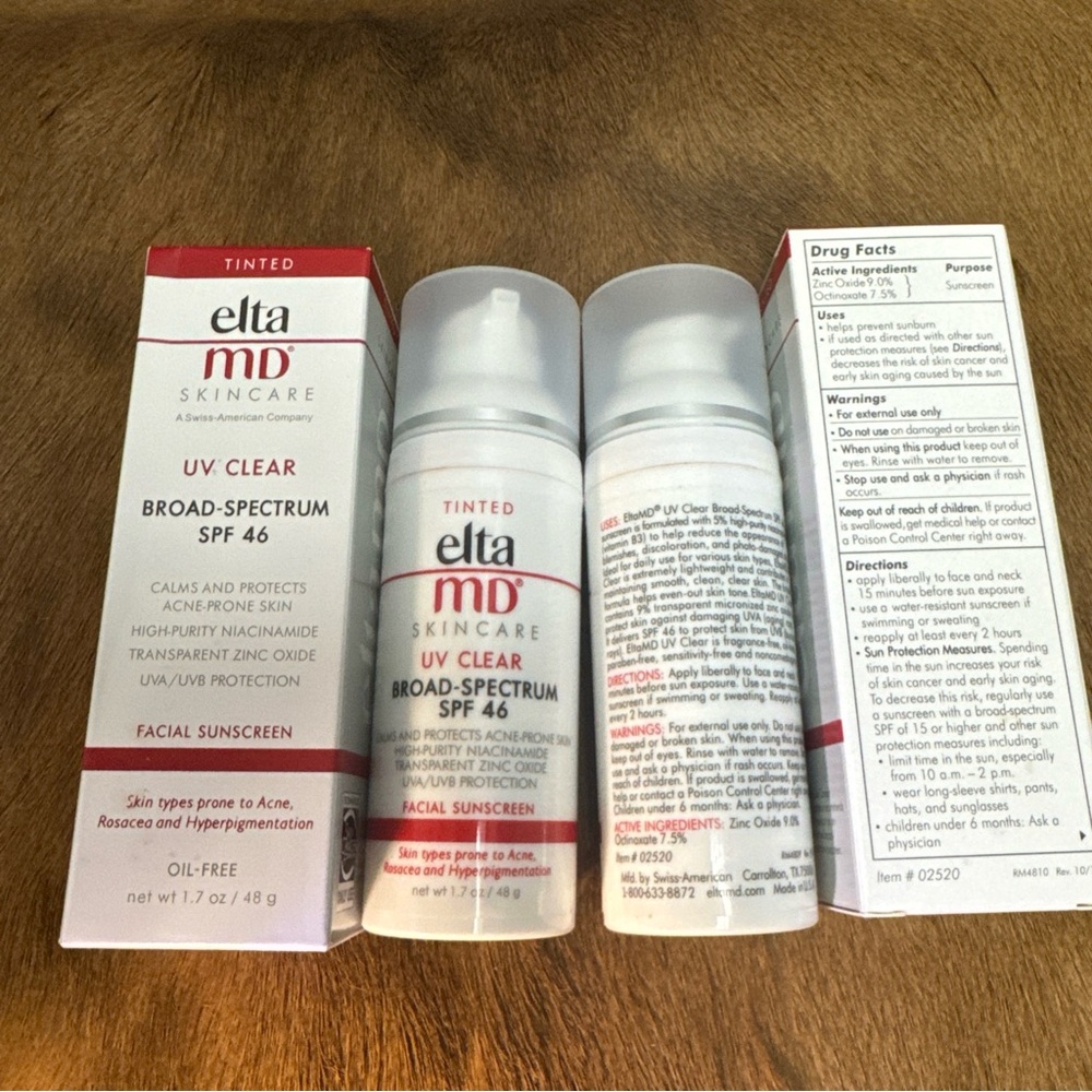 2 X Elta MD UV Clear TINTED Broad-Spectrum Facial Sunscreen SPF 46 1.7 Oz New - Picture 9 of 16